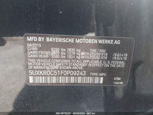 5UXKR0C51F0P09243 BMW X5 Xdrive35i