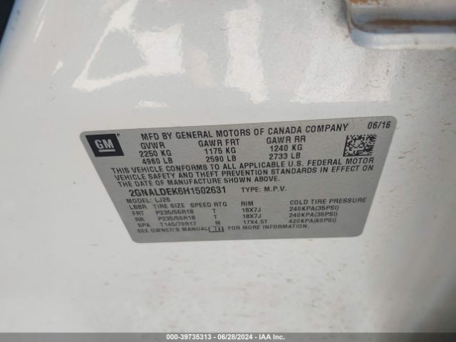 2GNALDEK6H1502631 Chevrolet Equinox Premier