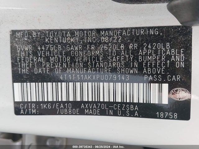Toyota CAMRY SE 2023 4T1T11AKXPU079143 Image 9