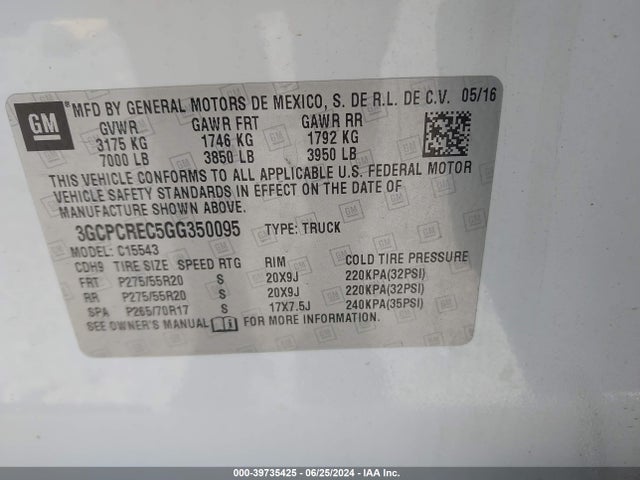 Chevrolet Silverado 1500 1lt 2016 3GCPCREC5GG350095 Image 9