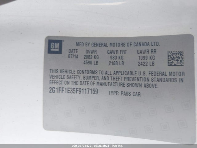 Chevrolet Camaro 2lt 2015 2G1FF1E35F9117159 Image 9