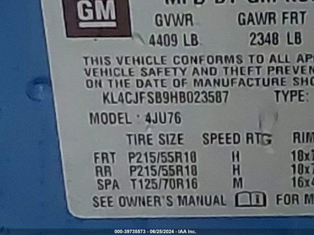 KL4CJFSB9HB023587 Buick Encore Preferred Ii