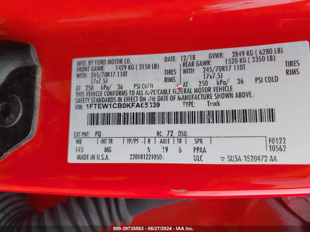 Ford F-150 Xlt 2019 1FTEW1CB0KFA65339 Image 9