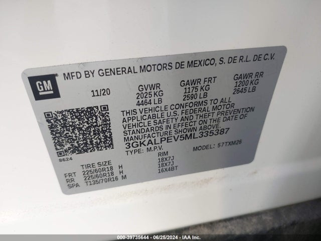 3GKALPEV5ML335387 GMC Terrain Fwd Slt