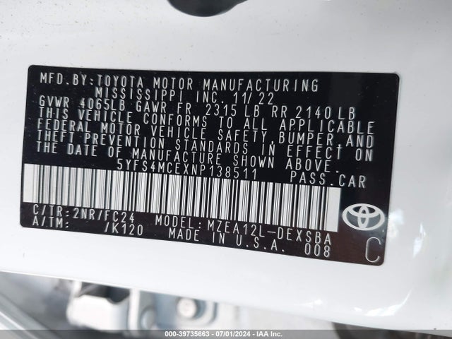 Toyota Corolla Se Apex Edition 2022 5YFS4MCEXNP138511 Image 9