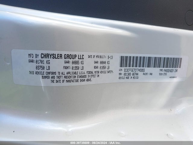 2013 FIAT 500E 3C3CFFGE7DT745955 Photo 8