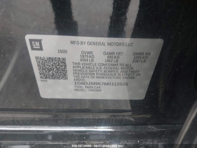 1G6DJ5RK7M0112626 Cadillac Ct4 Luxury