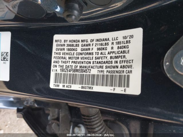 19XZE4F58ME004572 Honda INSIGHT EX