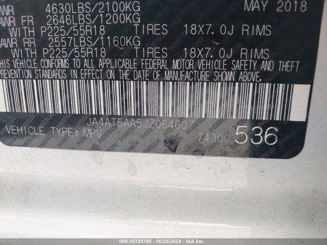JA4AT5AA5JZ064607 Mitsubishi Eclipse Cross Se/sel