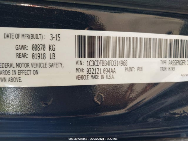Dodge DART SXT 2015 1C3CDFBB4FD314968 Image 9