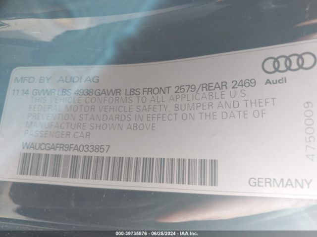 WAUCGAFR9FA033857 Audi S5 3.0t Premium Plus