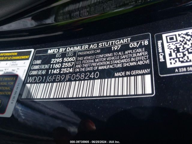 WDD1J6FB9JF058240 Mercedes-Benz E 400