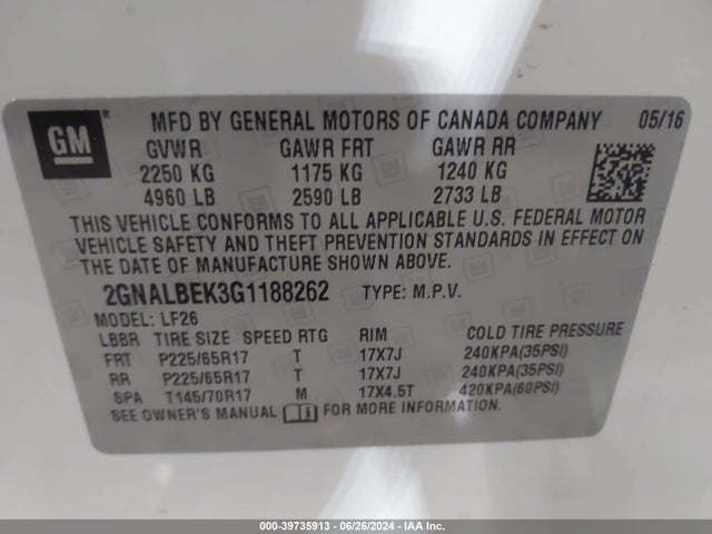 Chevrolet EQUINOX LS 2016 2GNALBEK3G1188262 Image 9
