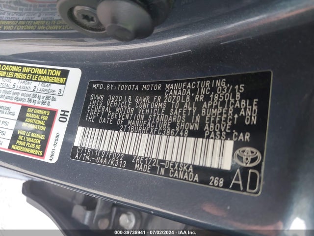 Toyota Corolla S Plus 2015 2T1BURHEXFC386748 Image 9