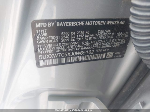 5UXXW7C5XJ0W65162 BMW X4 M40i