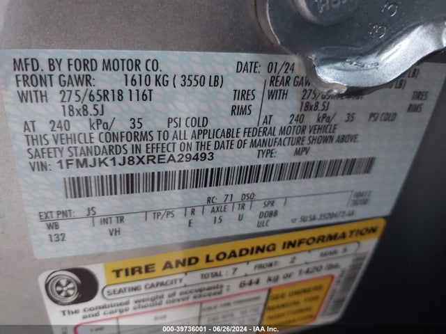 Ford Expedition Xlt Max 2024 1FMJK1J8XREA29493 Image 9