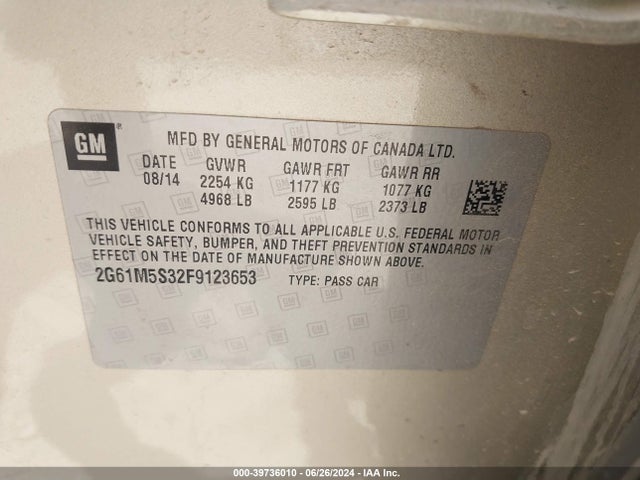 2G61M5S32F9123653 Cadillac XTS LUXURY