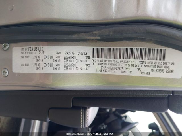1C4PJMCB2FW727517 Jeep Cherokee Latitude Altitude