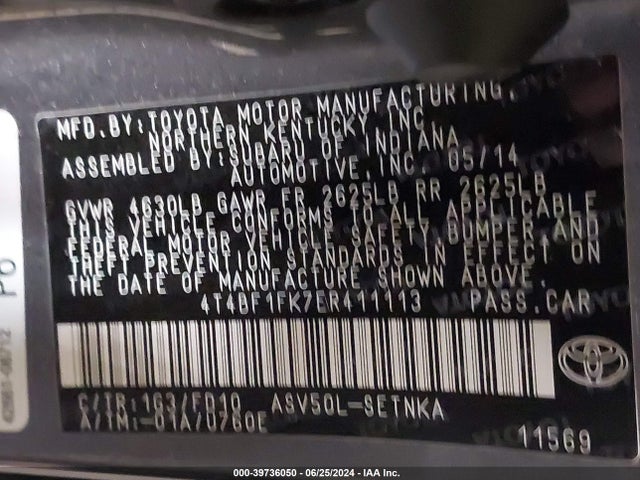 Toyota CAMRY LE 2014 4T4BF1FK7ER411113 Image 9