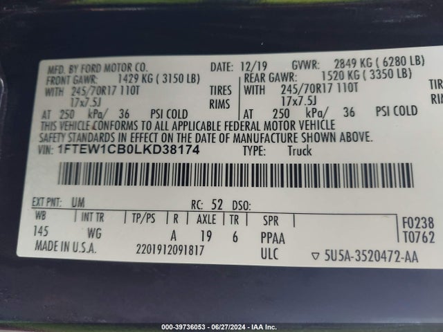 Ford F-150 Xl 2020 1FTEW1CB0LKD38174 Image 9