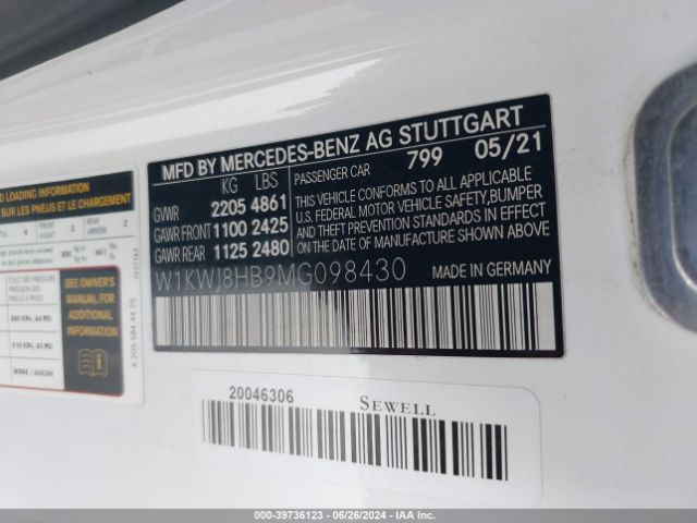 W1KWJ8HB9MG098430 Mercedes-Benz Amg C 63 S