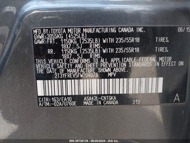 Toyota Rav4 Limited 2015 2T3YFREV5FW204078 Image 9