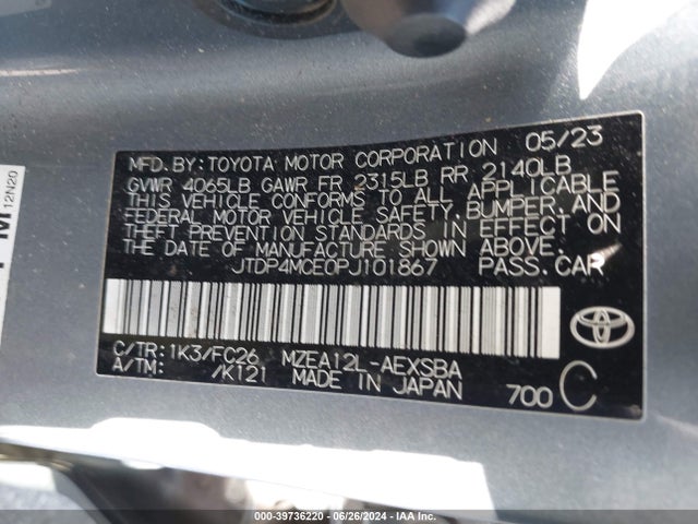 Toyota COROLLA SE 2023 JTDP4MCE0PJ101867 Image 9