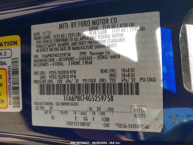 Ford Mustang Gt Premium 2016 1FA6P8CF4G5259758 Image 9
