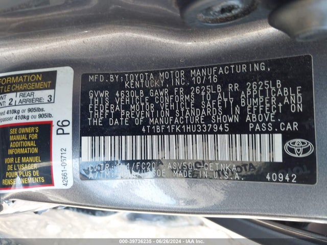 Toyota CAMRY LE 2017 4T1BF1FK1HU337945 Image 9
