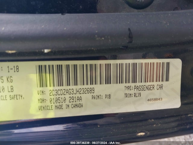 2C3CDZAG3JH232689 Dodge Challenger Sxt Plus
