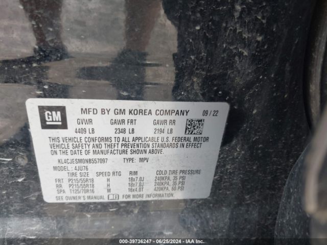 KL4CJESM0NB557097 Buick Encore Awd Preferred