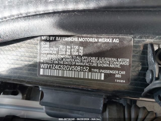 WBY1Z4C52GV508152 BMW I3 Base W/range Extender