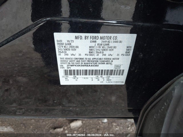 Ford Edge Titanium 2024 2FMPK4K98RBA44380 Image 9