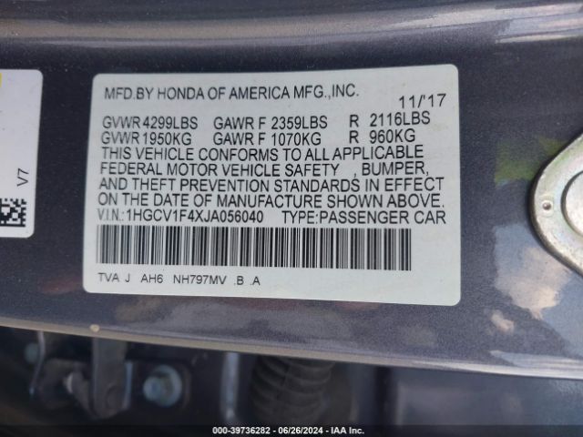 1HGCV1F4XJA056040 Honda ACCORD EX