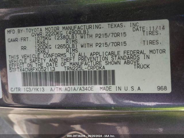 5TFTX4CN8FX052113 Toyota Tacoma