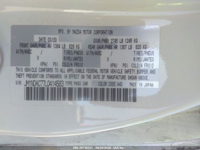 JM1NDAC77L0414583 Mazda Mx-5 Miata Club