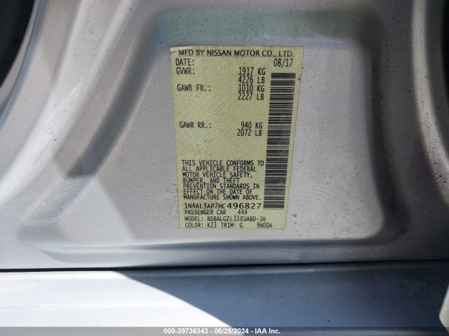 Nissan Altima 2.5 S 2017 1N4AL3AP7HC496827 Image 9
