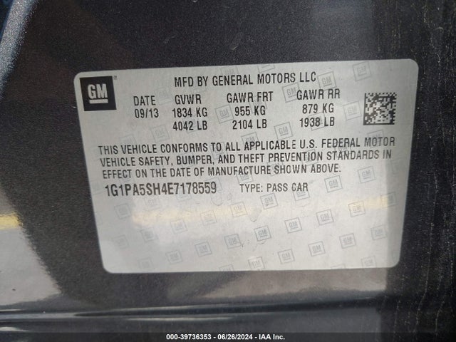 Chevrolet Cruze Ls Auto 2014 1G1PA5SH4E7178559 Image 9