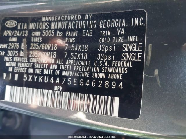 5XYKU4A75EG462894 KIA Sorento Ex V6