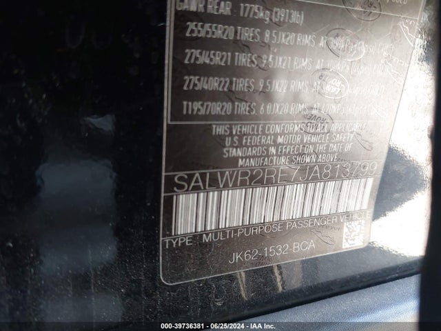 SALWR2RE7JA813799 Land Rover Range Rover Sport Supercharged/supercharged Dynamic
