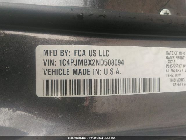 1C4PJMBX2ND508094 Jeep Cherokee Trailhawk 4x4