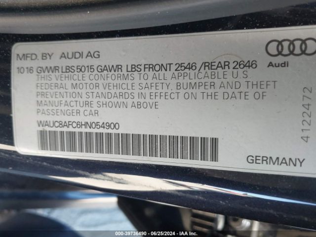 WAUC8AFC6HN054900 Audi A6 2.0t Premium