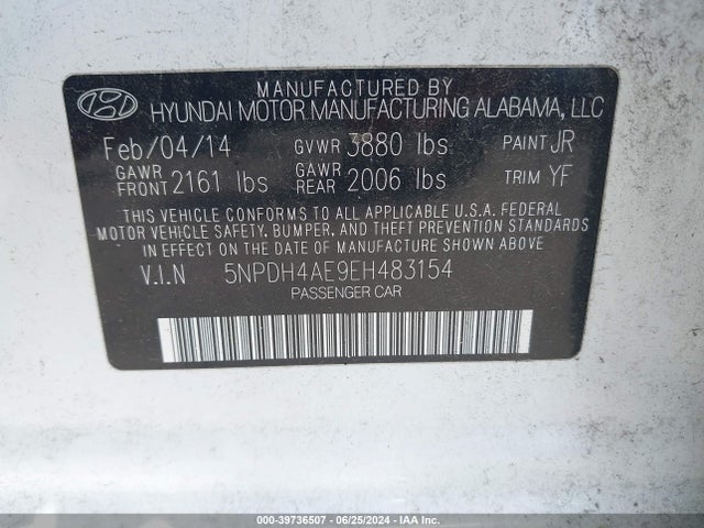 Hyundai ELANTRA SE 2014 5NPDH4AE9EH483154 Image 9