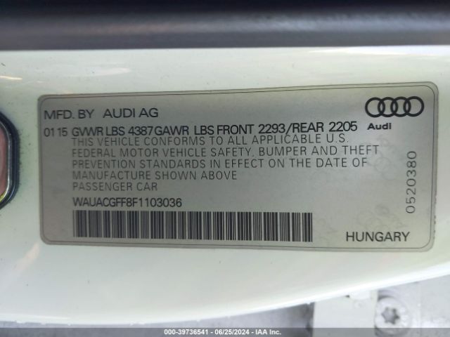 WAUACGFF8F1103036 Audi A3 1.8t Premium