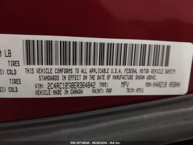 2C4RC1BG8ER364842 Chrysler Town & Country Touring
