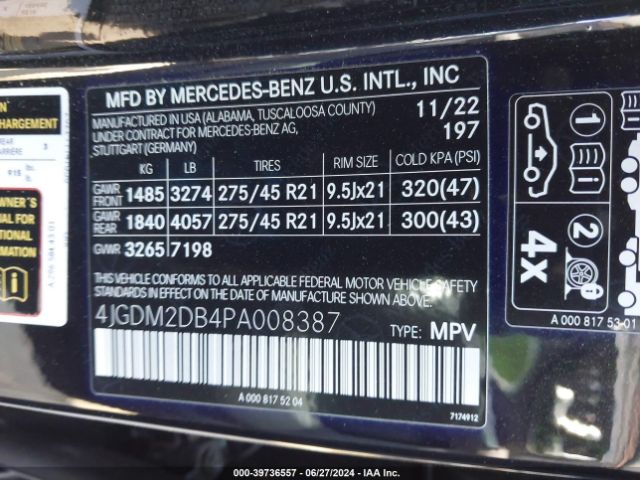 2023 MERCEDES-BENZ EQS 450+ SUV 4JGDM2DB4PA008387 Photo 8