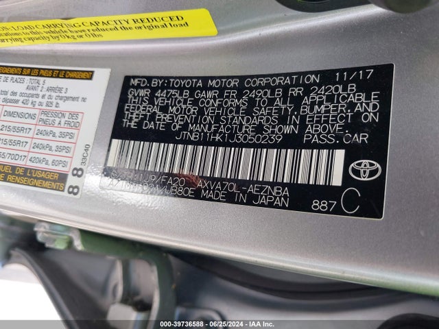 Toyota CAMRY LE 2018 JTNB11HK1J3050239 Image 9