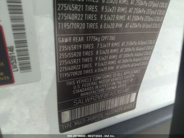 SALWR2VF8FA539146 Land Rover Range Rover Sport 3.0l V6 Supercharged Hse