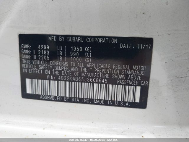 4S3GKAB65J3608645 Subaru Impreza 2.0i Premium