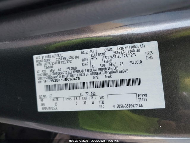 Ford F-250 Xlt 2018 1FT7W2BT1JEC60475 Image 9